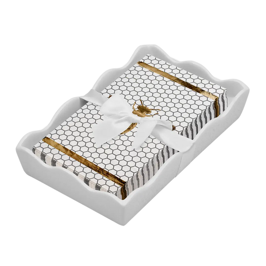 Ceramic Wave Napkin Tray with Guest Towel | Honeybee