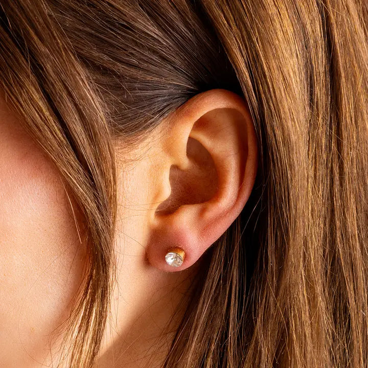 Stud Earrings | Gold-Plated w/ Medium Bezel Gems