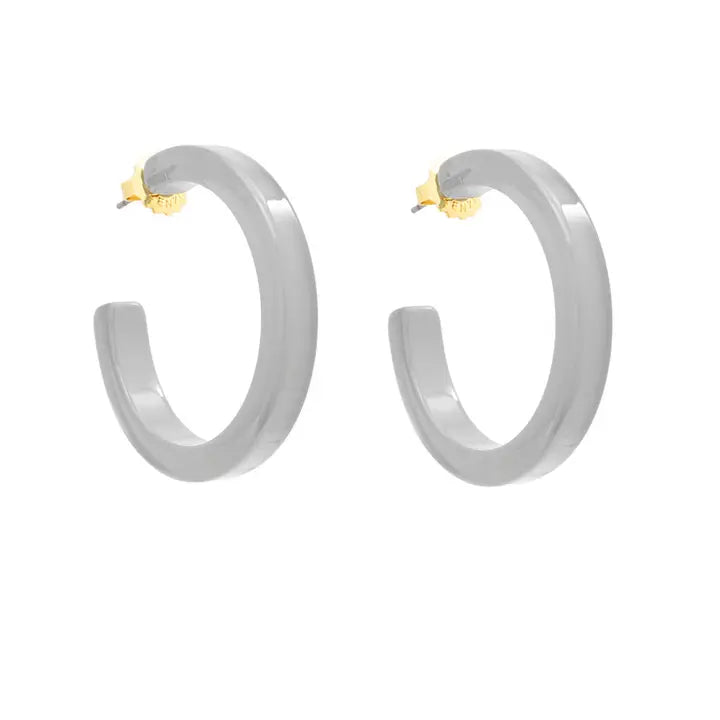 Medium Resin Hoop Earring | Gray