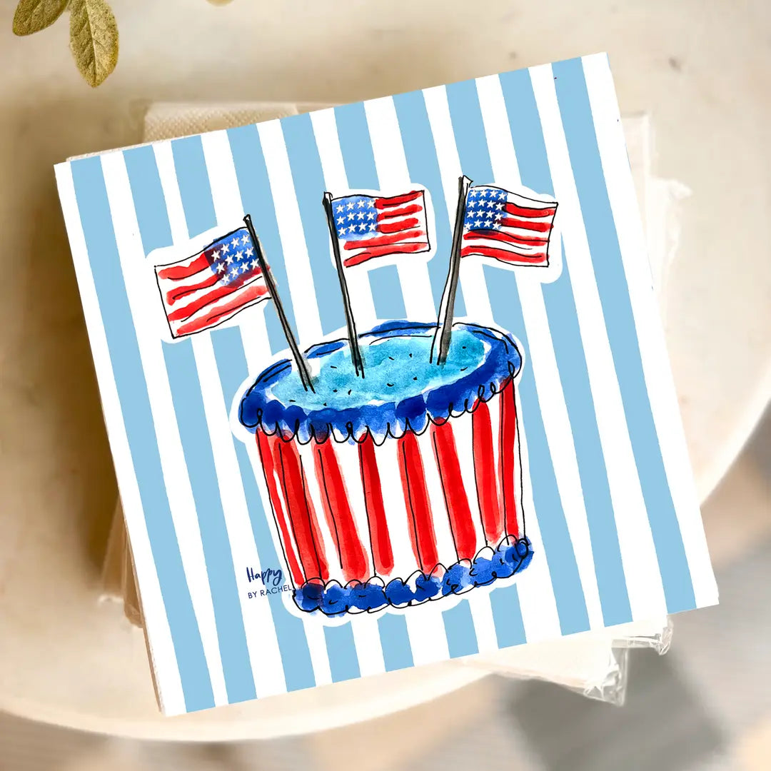 America Birthday Cake and Stripes Napkin