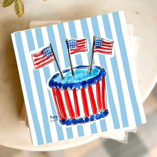 America Birthday Cake and Stripes Napkin