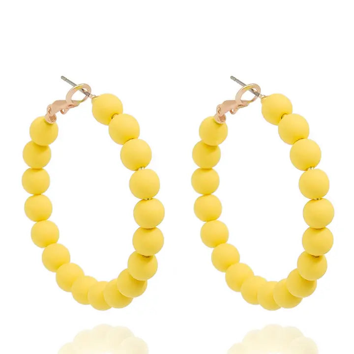 Matte Resin Bead Hoop Earring | Yellow