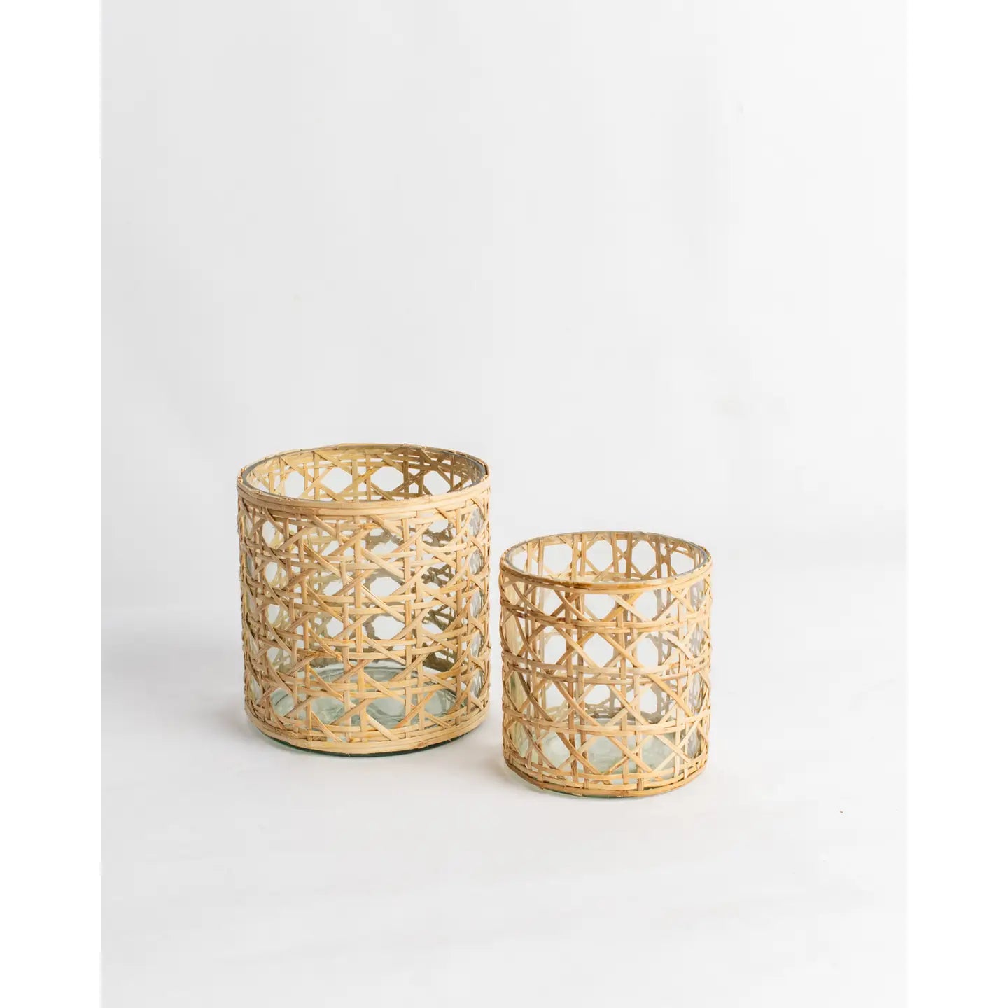 Mia Cane Candle Holder | Clear/Natural | Small