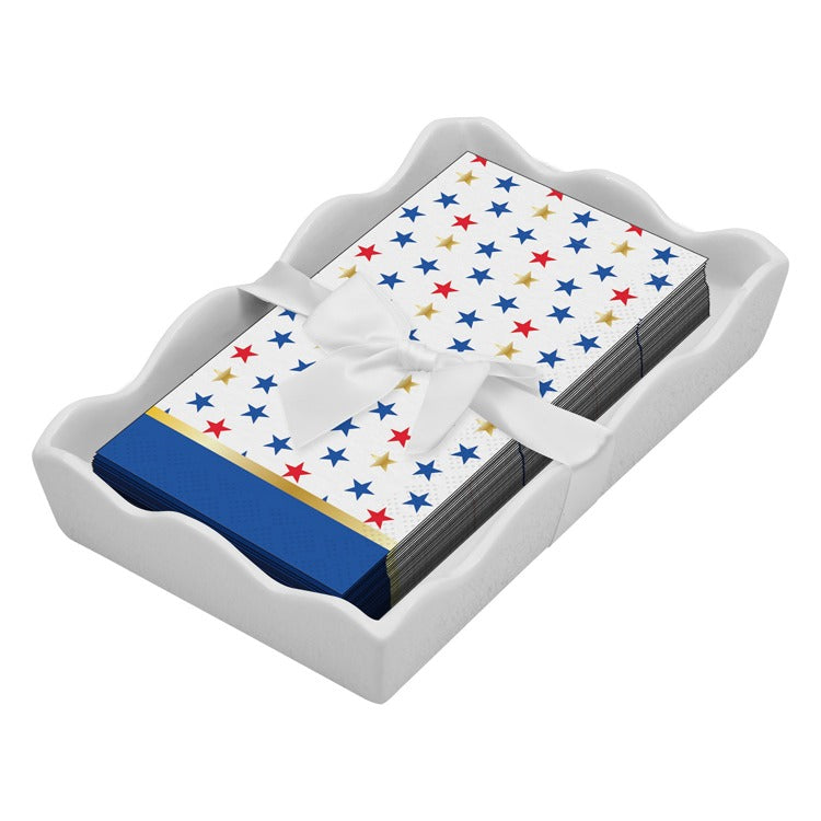 Ceramic Wave Napkin Tray with Guest Towel | Party in the USA