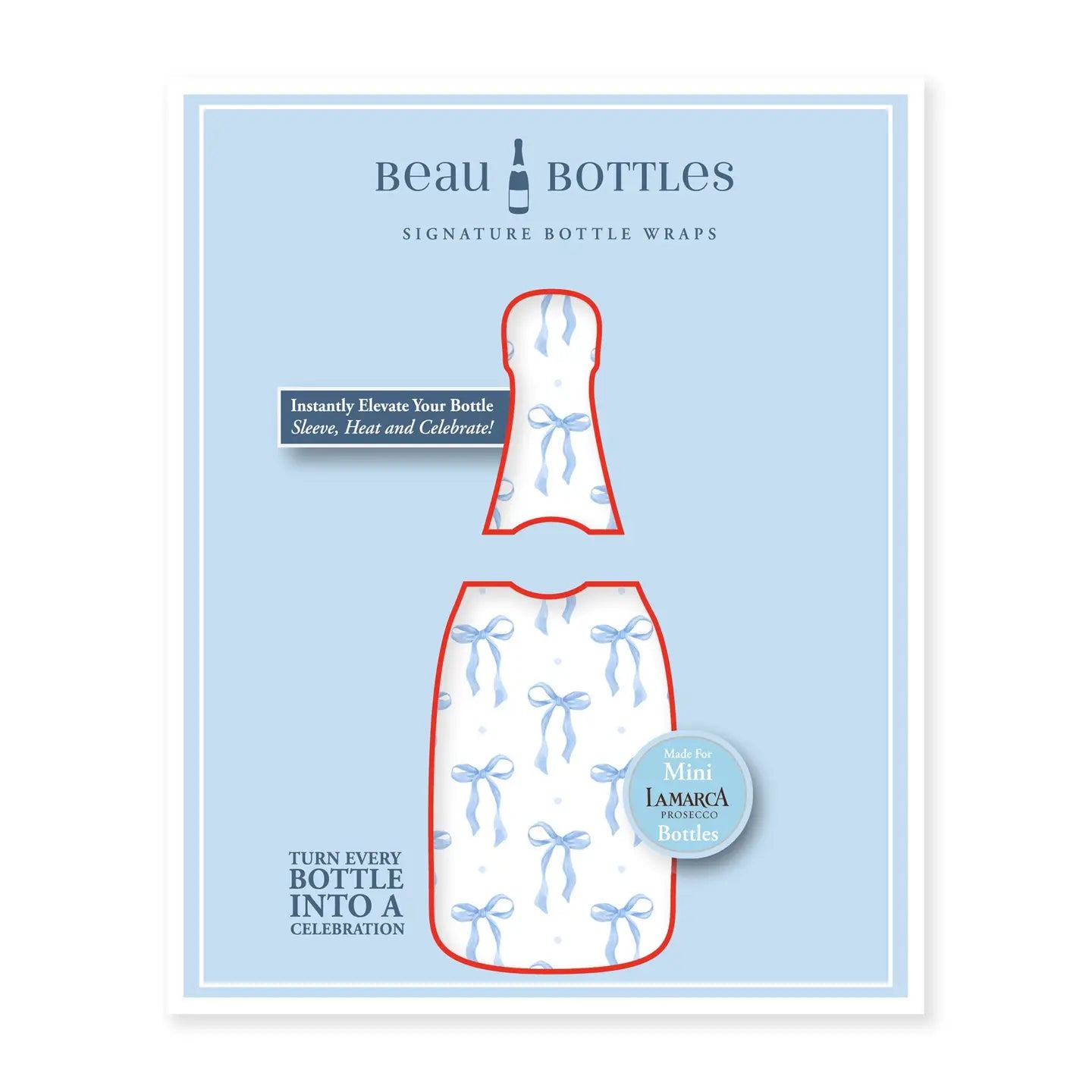Beau Bottles Blue Bows | Mini Prosecco Collection | Six Pack