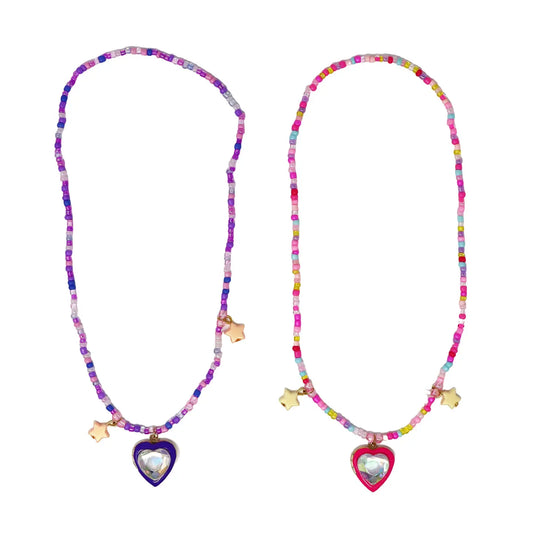 Bff Sparkle Heart Bestie Necklace Set