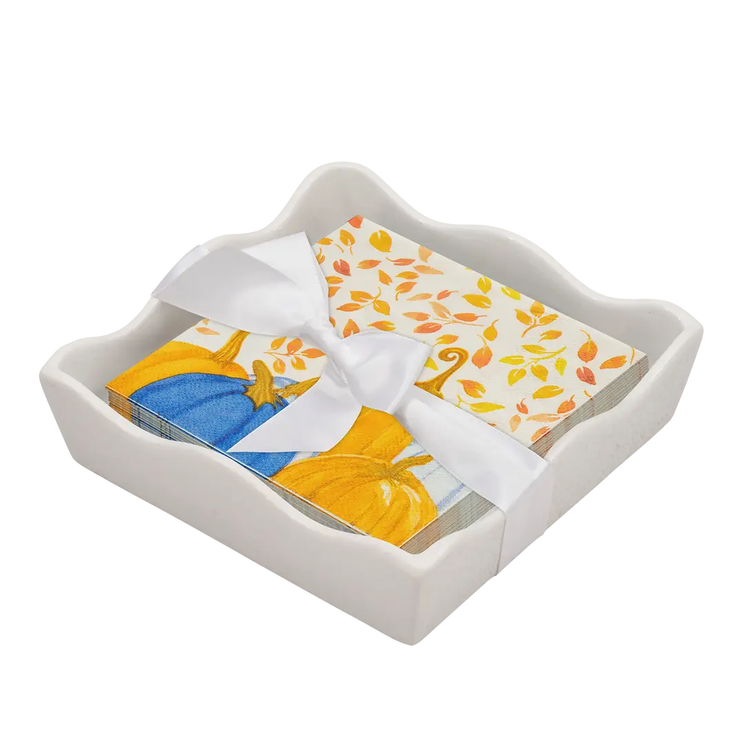Ceramic Cocktail Napkin Tray | Harvest Blues