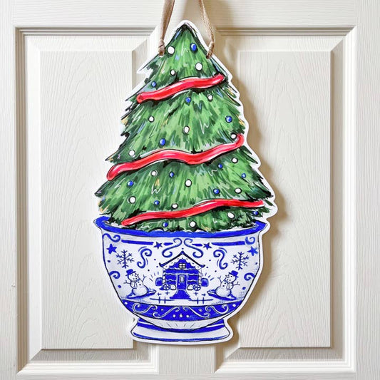 Door Hanger | Chinoiserie Christmas Tree