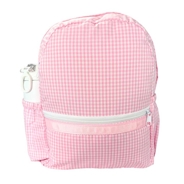 Medium Backpack w/ Pocket | Pink Gingham