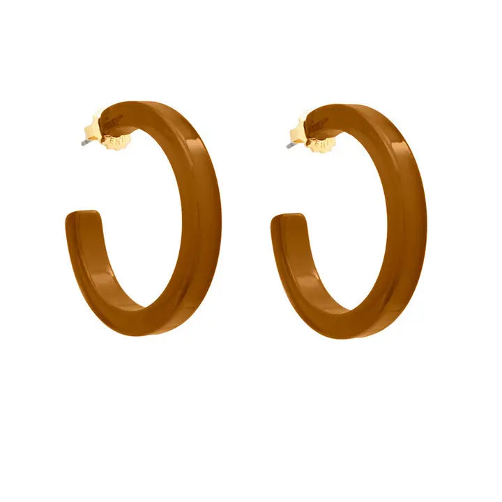 Medium Resin Hoop Earring | Brown