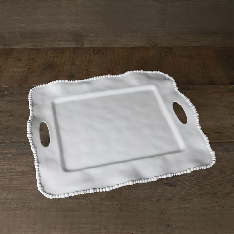 VIDA Alegria Rectangular Tray with Handles | White