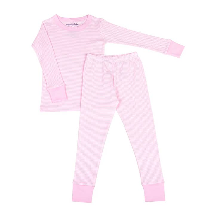 Mini Stripes Long Pajamas | Pink
