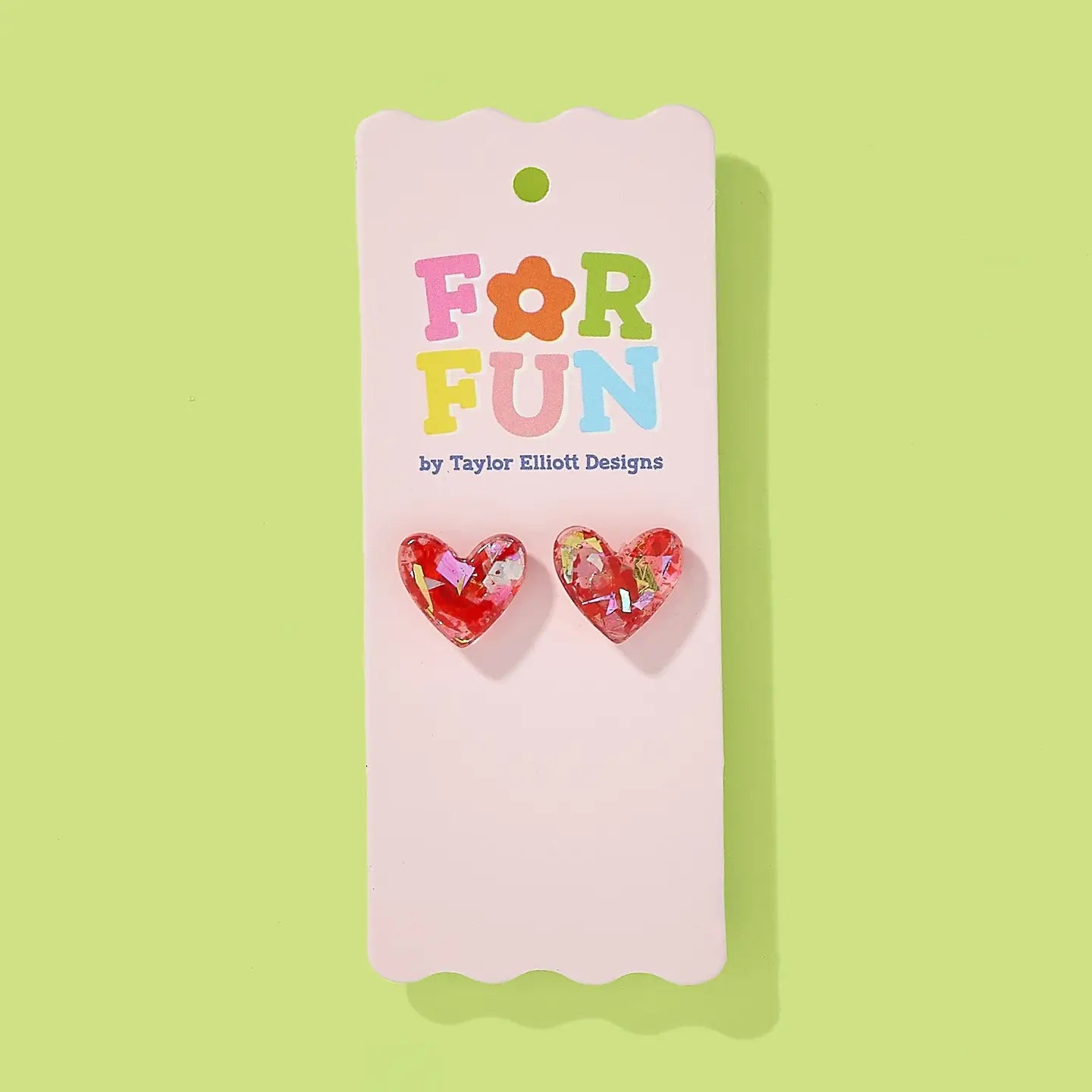 Stud Earrings | Red + Pink Confetti Hearts