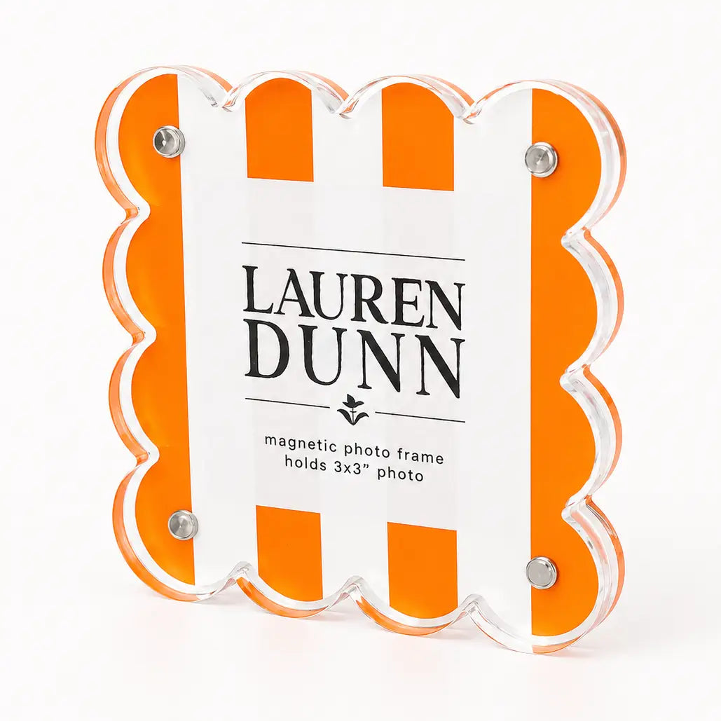 Gameday Scalloped Acrylic Frame | Orange & White Striped