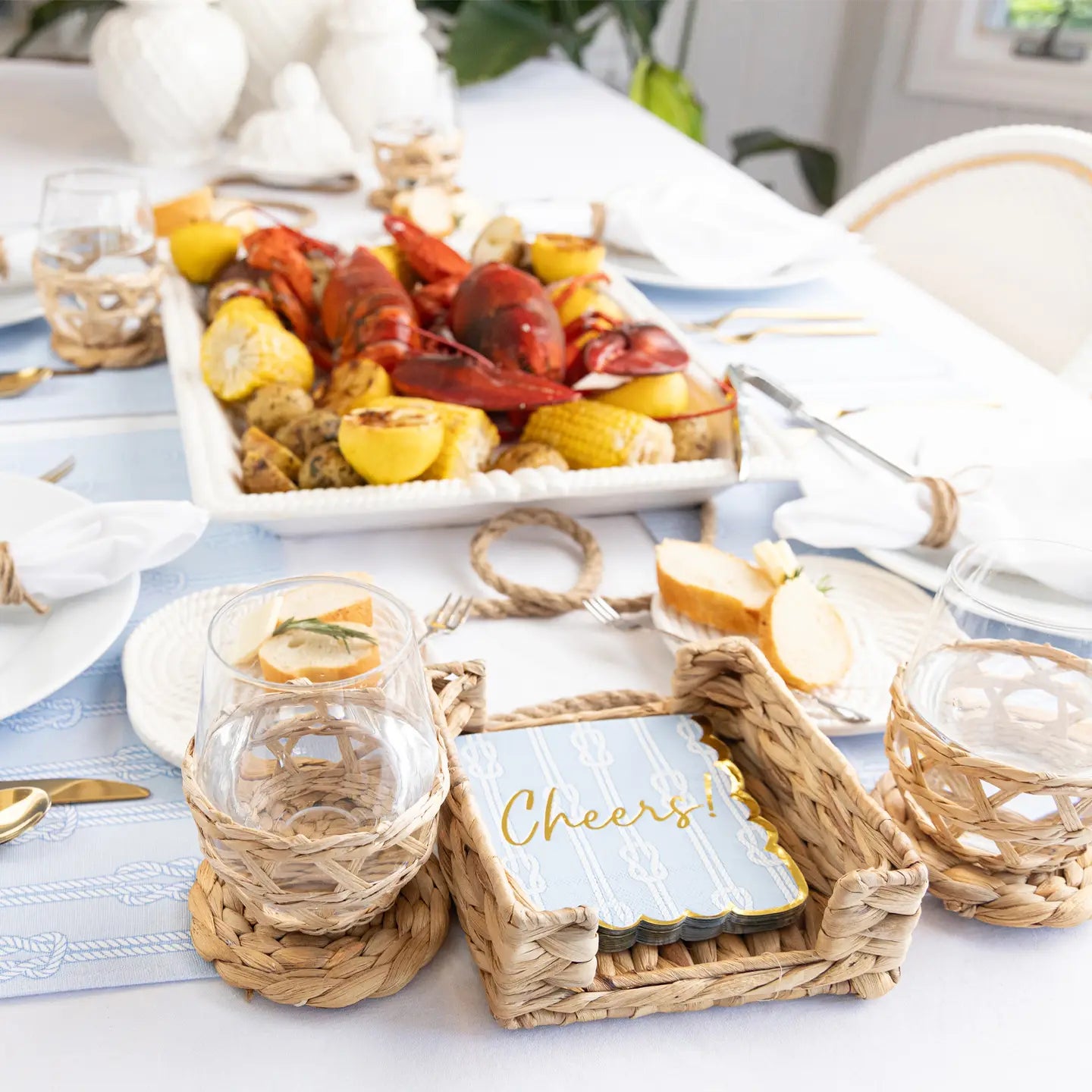 Beverage Napkin Tray | Natural Woven