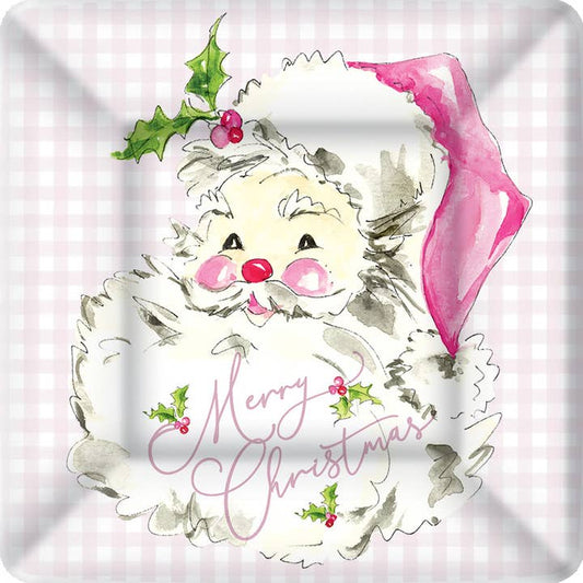 Square Paper Plate Pack | Pink Santa Christmas