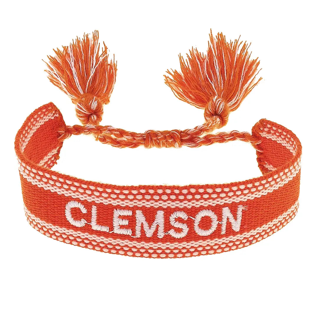 Clemson Tigers Woven Tassel Bracelet