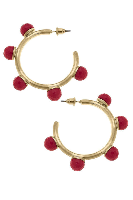 Allison Resin Beaded Hoop Earrings | Fuchsia