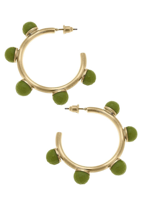 Allison Resin Beaded Hoop Earrings | Lime Green