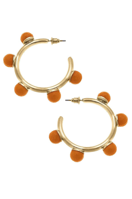 Allison Resin Beaded Hoop Earrings | Orange