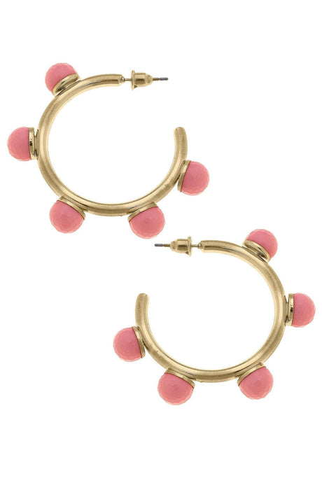 Allison Resin Beaded Hoop Earrings | Pink