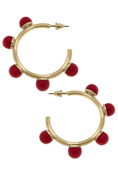 Allison Resin Beaded Hoop Earrings | Red