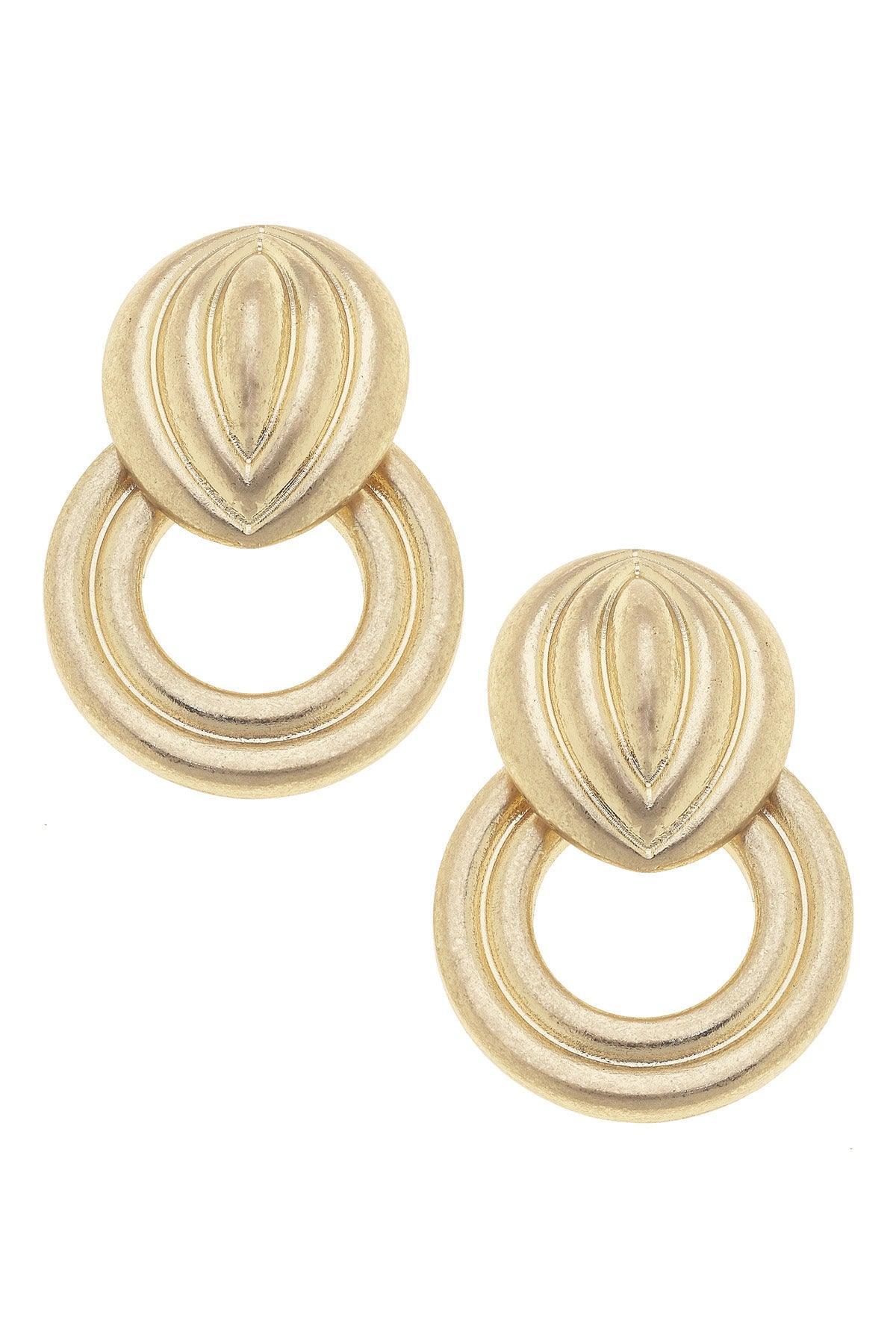 Anna Ribbed Doorknocker Earrings | Satin Gold