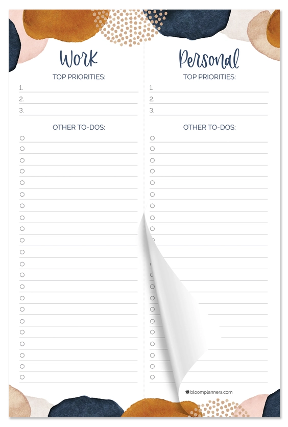 To Do List Planning Pad | Work & Personal