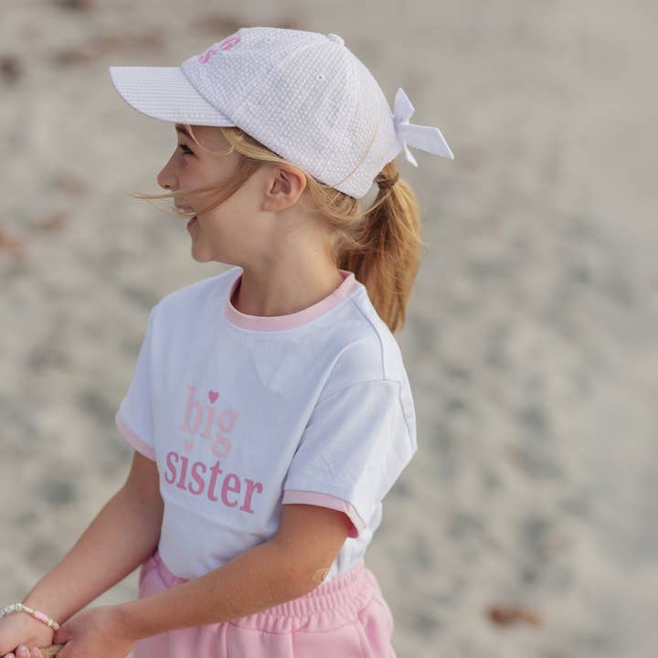 Baseball Hat | Striped Big Sis w/Bow | Youth