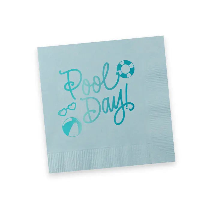 Pool Day Napkins | Light Blue w/Metallic