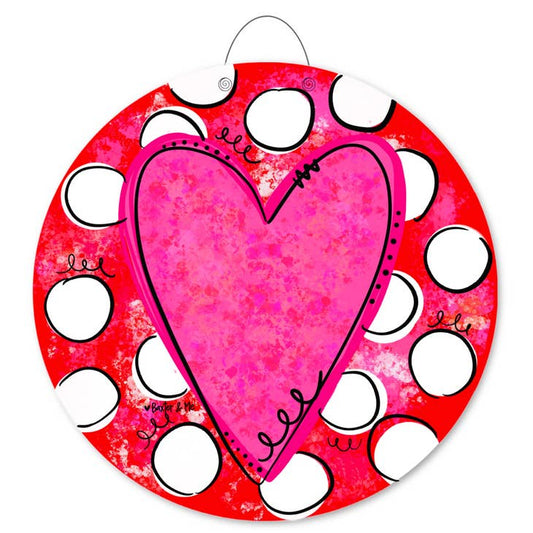 Door Hanger | Polka Dot Pink Heart