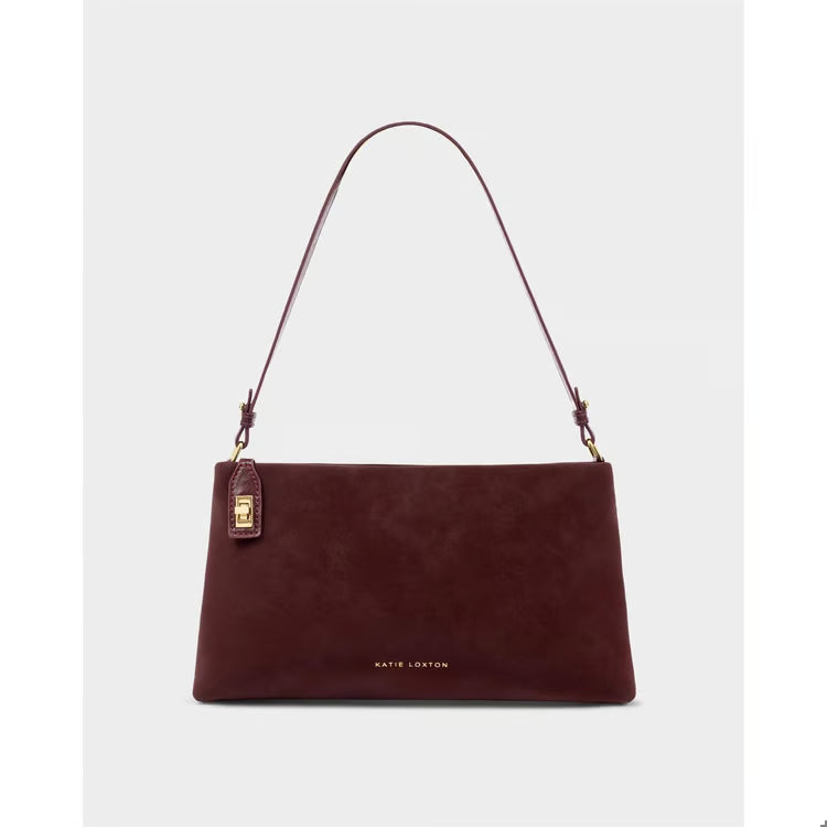 Orin Twist Lock Suedette Small Shoulder Bag | Cherry