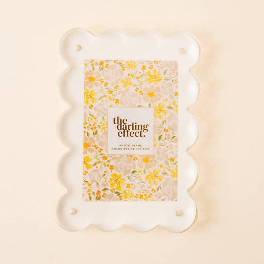 Rectangle Scalloped Acrylic Frame - White