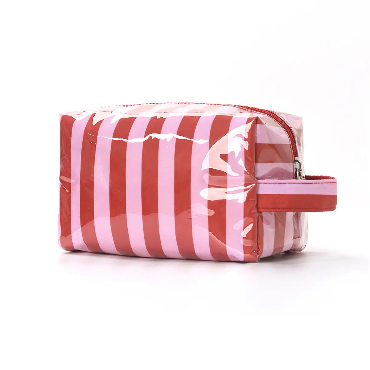 Waterproof Makeup Bag | Pink/Red Stripe