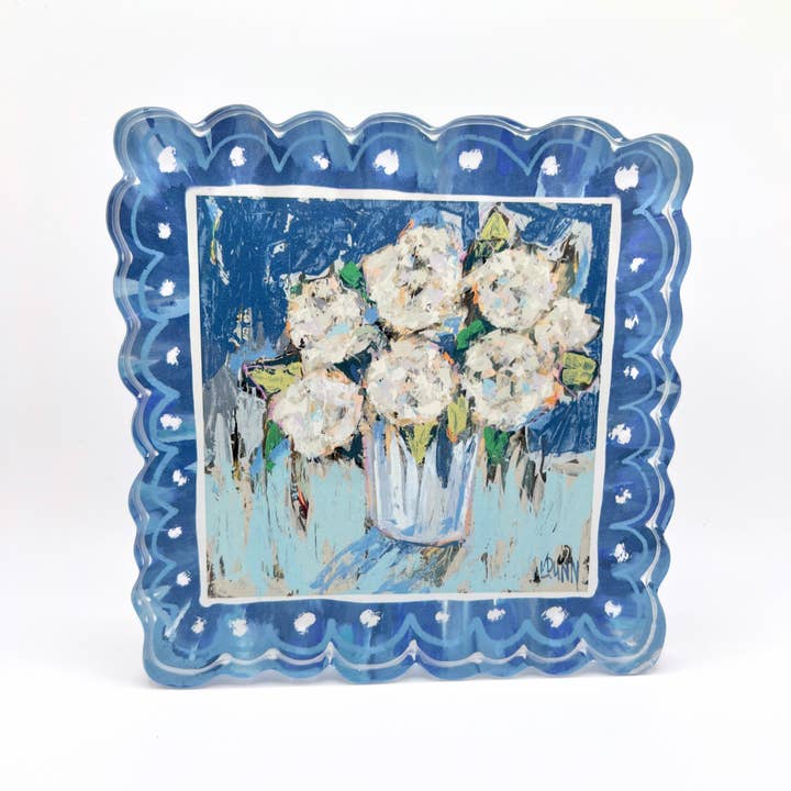 Acrylic Block | Scalloped Blue Hydrangea