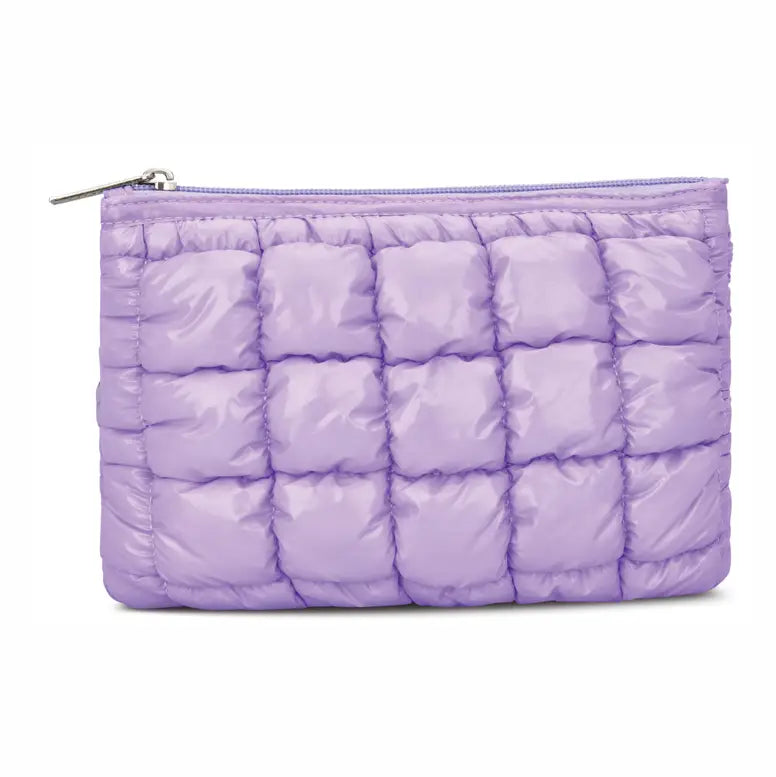 Lavender Shiny Puffer Pouch