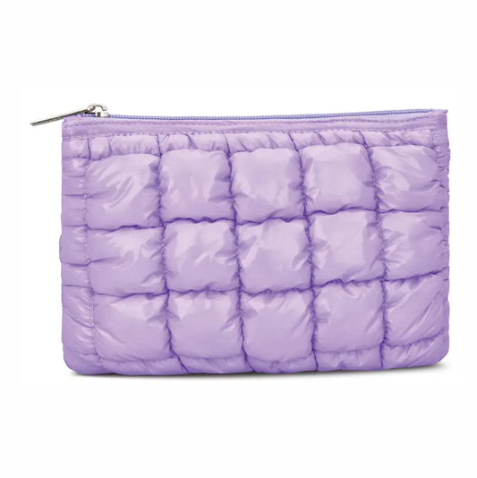 Lavender Shiny Puffer Pouch