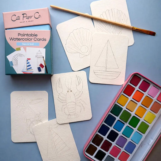 Paintable Watercolor Card Deck | Sea and Sail