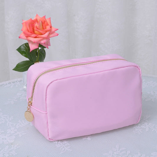 Emma Round Zippered Nylon Cosmetic Pouch | Flamingo