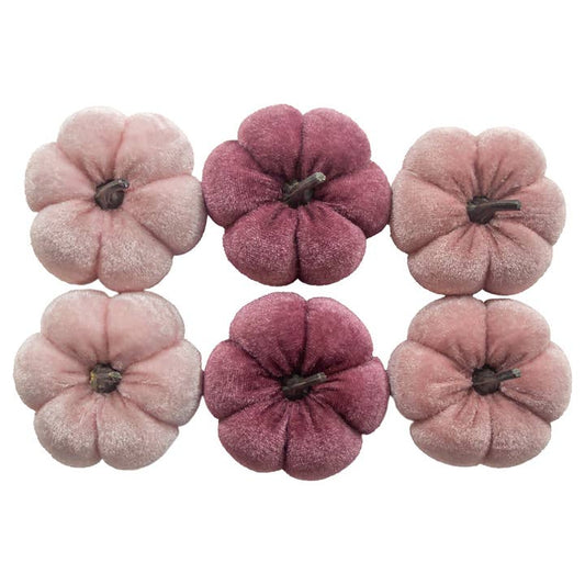 Pink Velvet Boxed Pumpkins | Set of 6