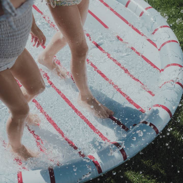 Kids Splash Pad | Blue & Red Striped