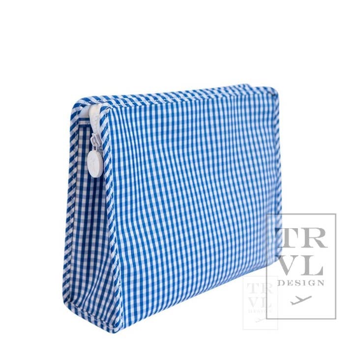 Medium Roadie Zip Pouch | Gingham Royal