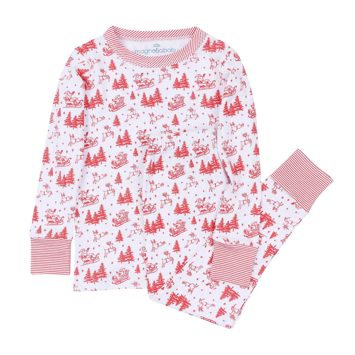 Holiday Toile Long Pajamas | Red