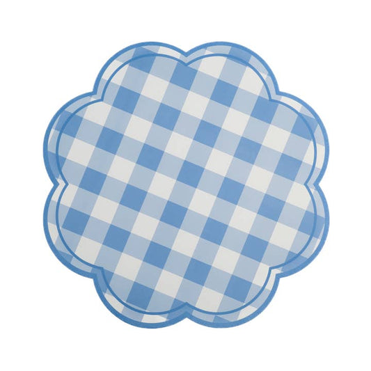 Blue Gingham Soft Scallop Paper Placemats