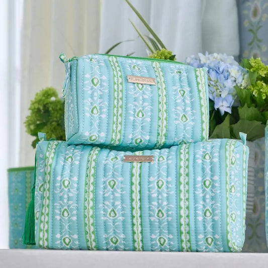Small Cosmetic Bag | Rosemary Stripe Blue