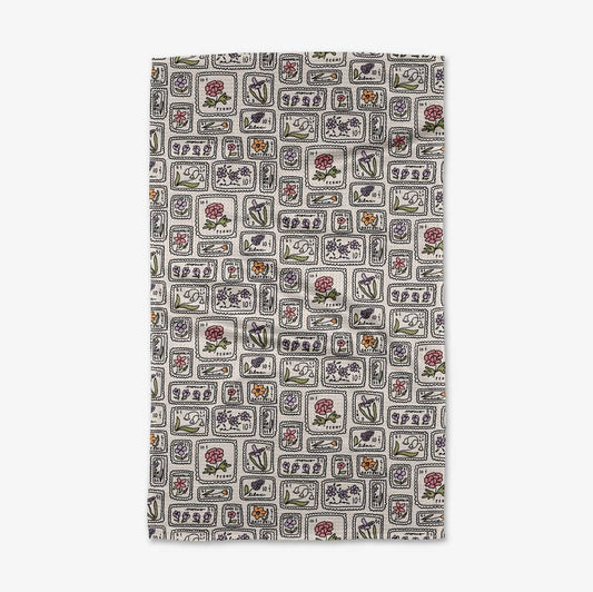Tea Towel | Floral Postage Stamps