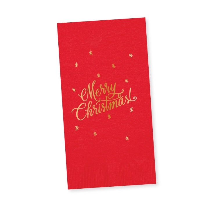 Guest Towel Napkins | Merry Christmas | Red
