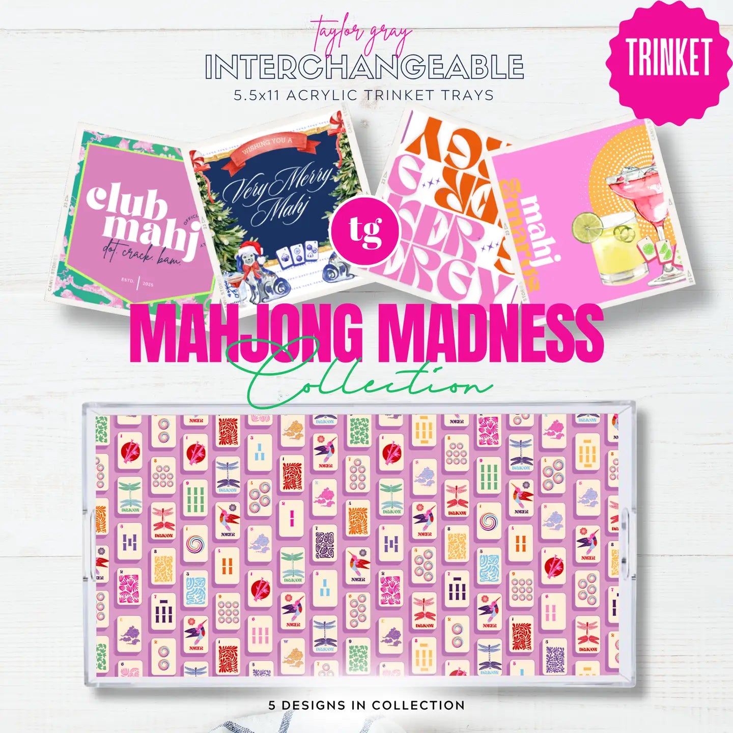 Acrylic Trinket Tray Inserts | Mahjong Madness