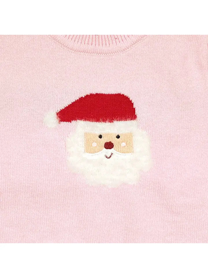 Knit Sweater | Fuzzy Santa | Pink