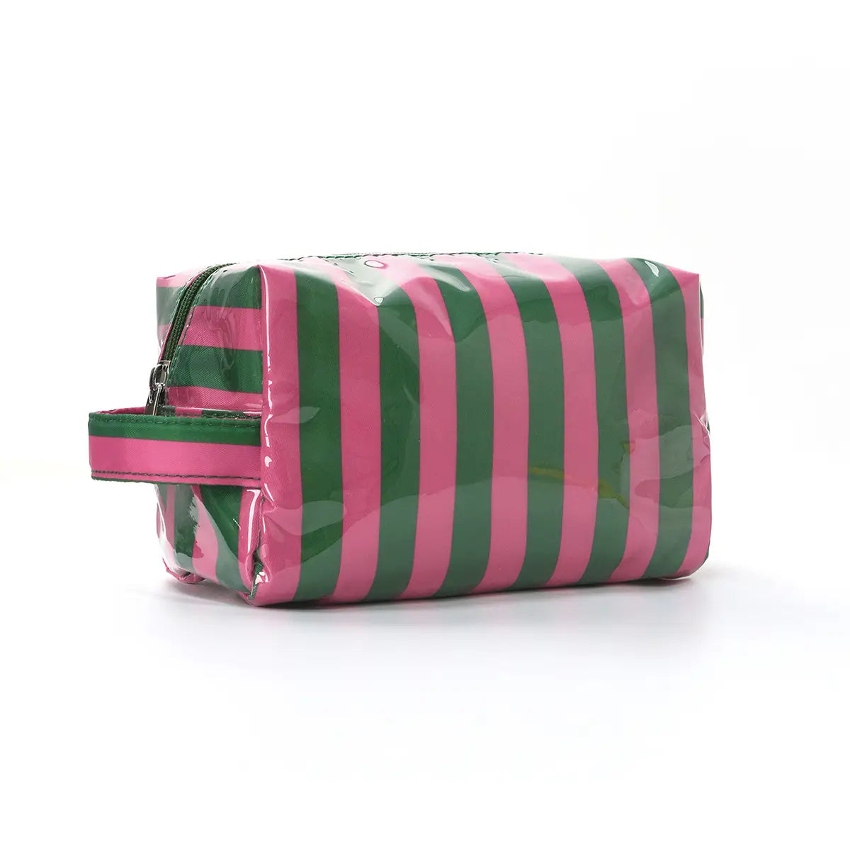 Waterproof Makeup Bag | Green/Rose Stripe
